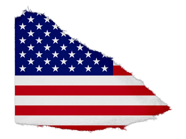 Beyaz arka plan üzerinde izole kağıt hurda yırtık Amerika bayrağı — Stok fotoğraf