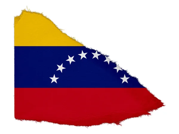 Vlag van Venezuela gescheurd papier afval geïsoleerd op witte achtergrond — Stockfoto