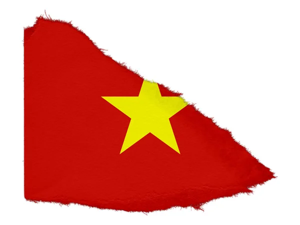 찢어진 종이 스크랩 흰색 배경에 고립 된 베트남의 국기 — 스톡 사진