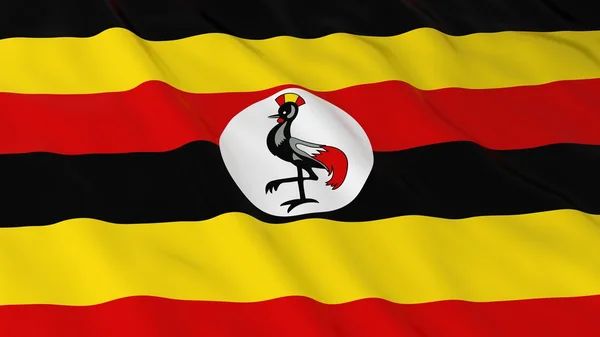 Ugandische Flagge im Hintergrund - Flagge Ugandas 3D-Illustration — Stockfoto