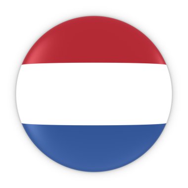 Hollanda bayrağı düğmesi - Hollanda bayrağı rozeti 3d çizim