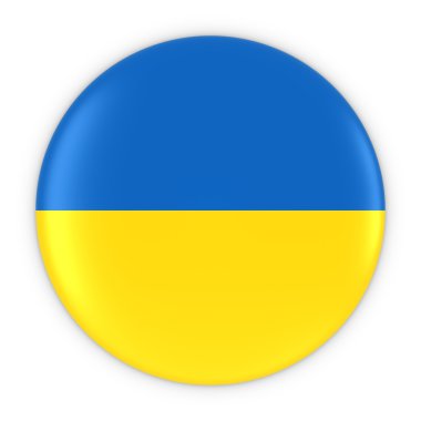 Ukrayna bayrağı düğmesi - Ukrayna bayrağı rozeti 3d çizim