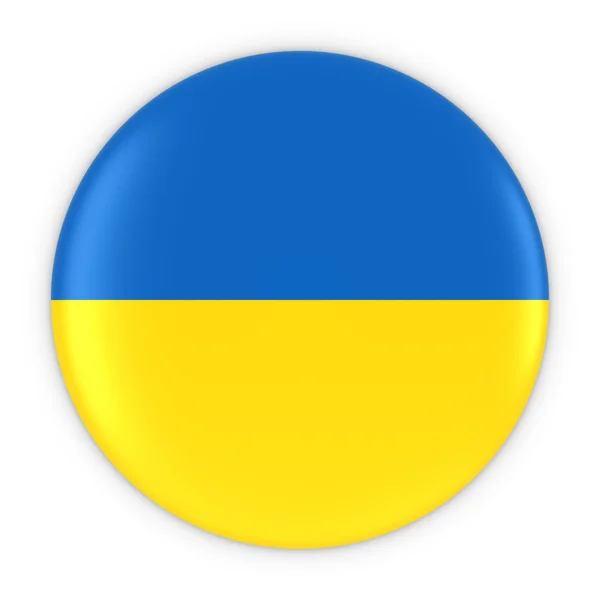 Ukrajinská vlajka tlačítko - vlajka Ukrajiny placka 3d obrázek — Stock fotografie