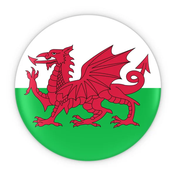 Welsh vlag knop - vlag van Wales Badge 3d illustratie — Stockfoto