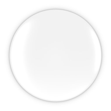Boş beyaz düğmesi - beyaz rozet 3d çizim