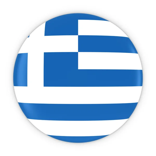 Bandiera greca Pulsante - Bandiera della Grecia Badge 3D Illustrazione — Foto Stock