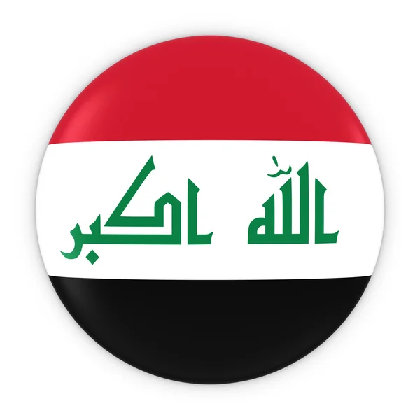 Botão de bandeira iraquiana - Bandeira do emblema do Iraque Ilustração 3D — Fotografia de Stock