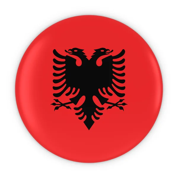 Botão de bandeira albanesa - Bandeira da Albânia Emblema ilustração 3D — Fotografia de Stock