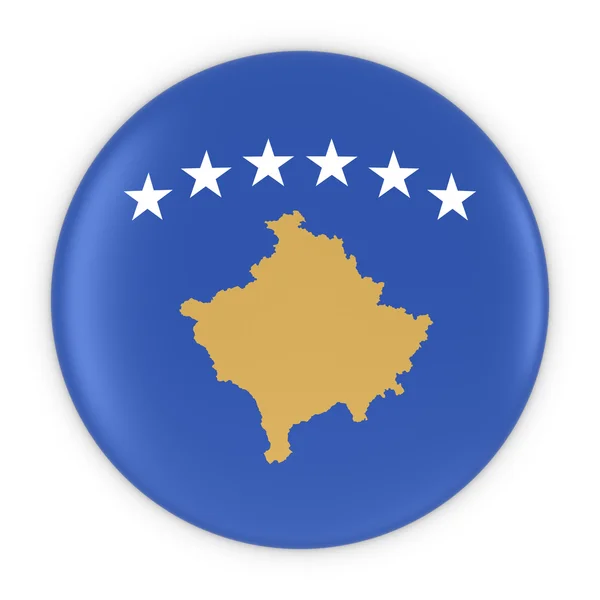 Kosovan Flag Button - Flag of Kosovo Badge 3D Illustration — Stock Photo, Image