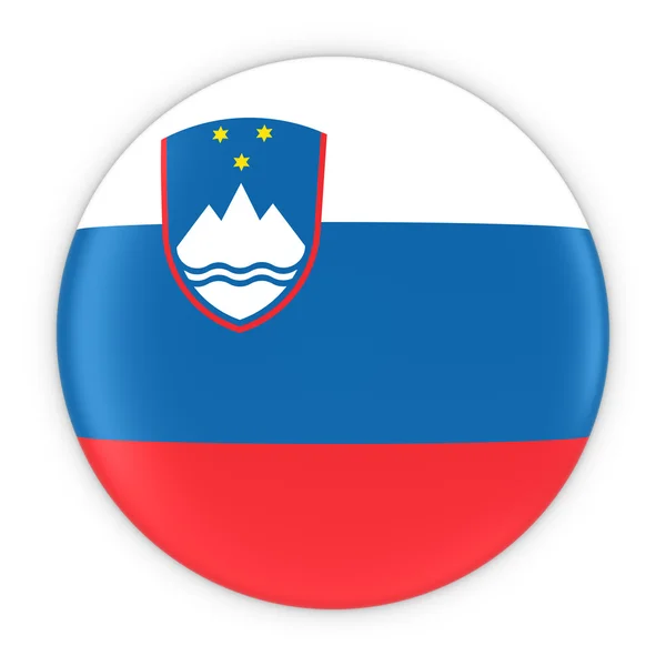 Botón de bandera eslovena - Bandera de Eslovenia Insignia Ilustración 3D — Foto de Stock