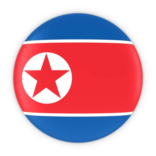 North Korean Flag Button - Flag of North Korea Badge 3D Illustration — Stock Photo, Image