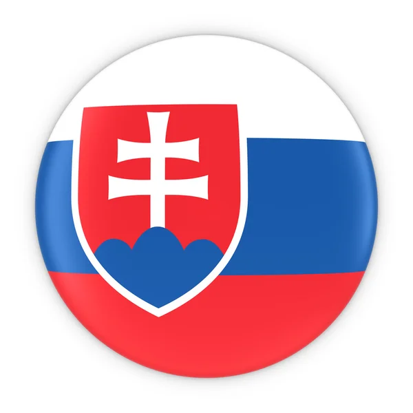Słowacki Flaga przycisk - flaga Słowacji odznaka ilustracja 3d — Zdjęcie stockowe