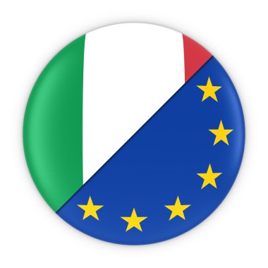 İtalyan ve Avrupa İlişkileri - İtalya ve Avrupa Rozet Bayrağı 3d İllüstrasyon