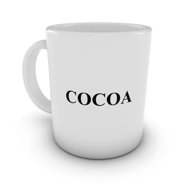 ココア マグカップ白で隔離を白背景の 3 d 図 — ストック写真