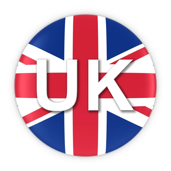 Brytyjski flaga przycisk z napisem Uk ilustracja 3d — Zdjęcie stockowe