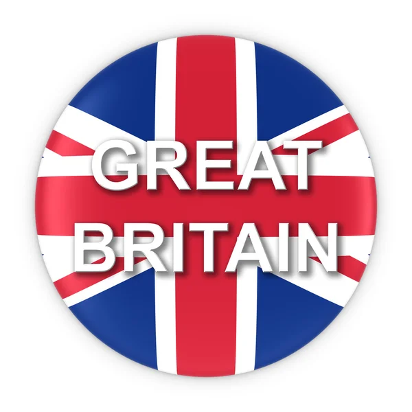 Brytyjski flaga przycisk z Wielką Brytanią tekst 3D ilustracja — Zdjęcie stockowe