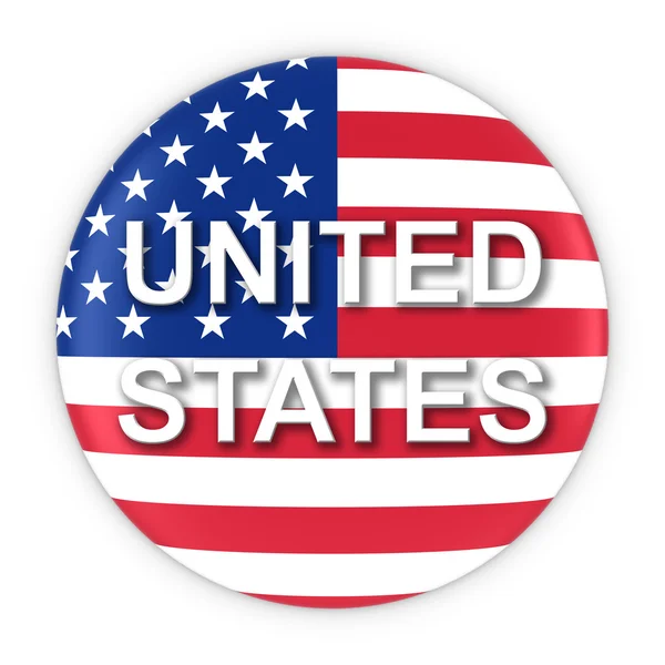 American Flag Button with United States Text 3D Illustration — Stock Photo, Image