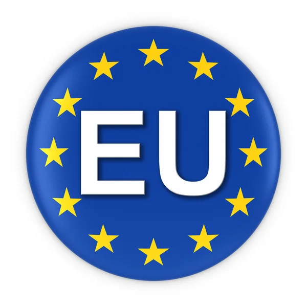 Botón Bandera de Europa con Ilustración 3D de Texto UE — Foto de Stock