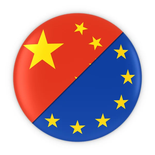 Relazioni cinesi ed europee - Badge Flag of China and Europe Illustrazione 3D — Foto Stock