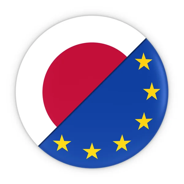 Relazioni giapponesi ed europee - Bandiera del Giappone e dell'Europa Illustrazione 3D — Foto Stock