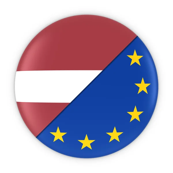Letse en Europese betrekkingen-badge vlag van Letland en Europa 3D illustratie — Stockfoto