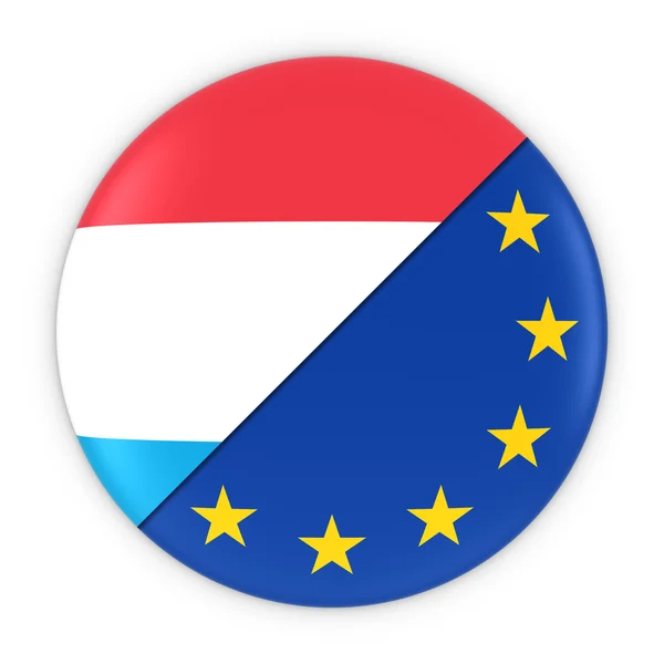 Luxemburgse en Europese betrekkingen-badge vlag van Luxemburg en Europa 3D illustratie — Stockfoto