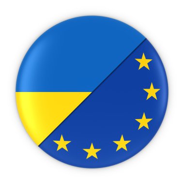 Ukrayna ve Avrupa ilişkileri - Ukrayna ve Avrupa 3d çizim bayrağı rozeti