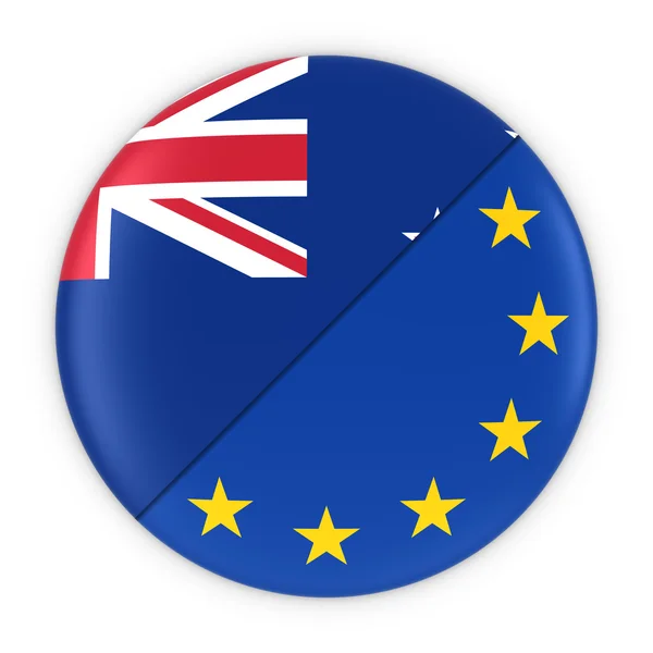 Nieuw-Zeeland en Europese betrekkingen-badge vlag van Nieuw-Zeeland en Europa 3D-illustratie — Stockfoto