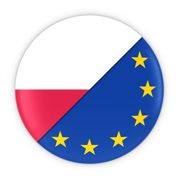 Poolse en Europese betrekkingen-badge vlag van Polen en Europa 3D illustratie — Stockfoto