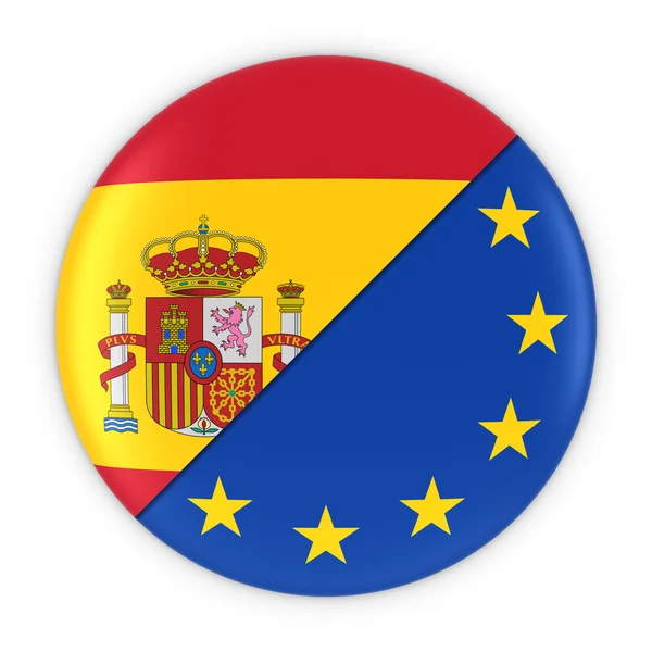 Spanska och europeiska förbindelser - Badge flagga Spanien och Europa 3d Illustration — Stockfoto