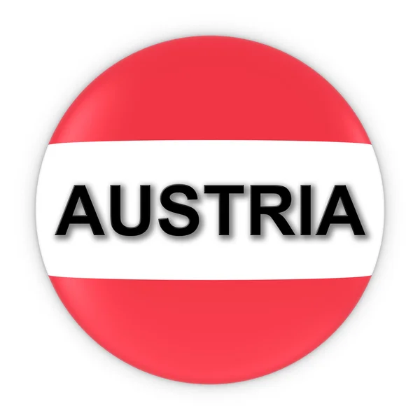 Австрийская кнопка флага с австрийской текстовой 3D иллюстрацией — стоковое фото