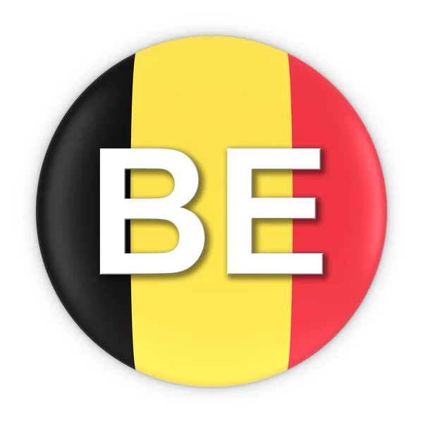 두 개의 편지 국가 Iso 코드 3d 일러스트와 함께 벨기에 국기 버튼 — 스톡 사진