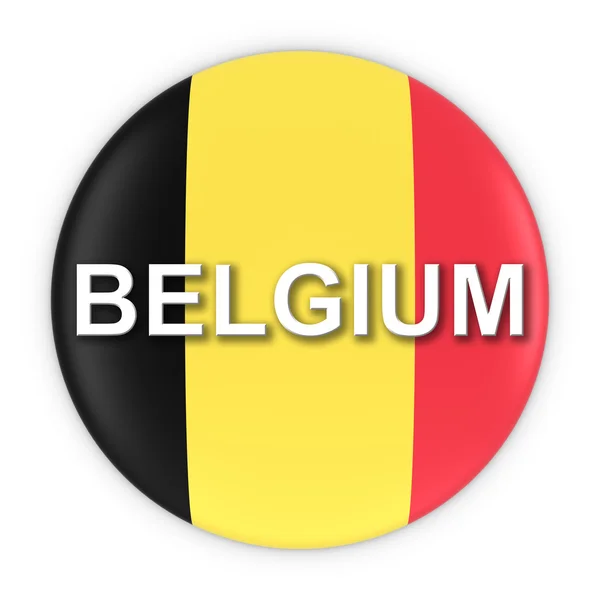 Bouton drapeau belge avec Belgique Texte Illustration 3D — Photo