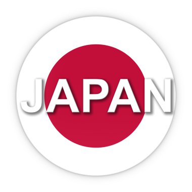 Japonca Japonya metin düğmesiyle bayrak 3d çizim