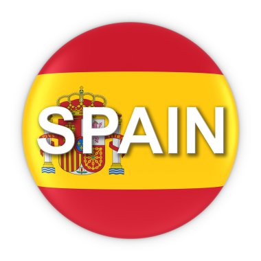 İspanyolca bayrak düğmesini İspanya metin ile 3d çizim