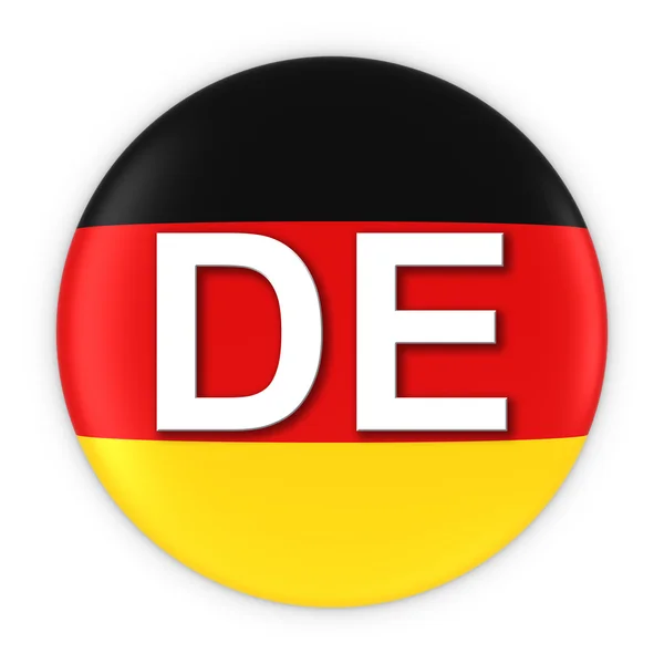 Botão de bandeira da Alemanha com duas letras País ISO Código 3D Ilustração — Fotografia de Stock