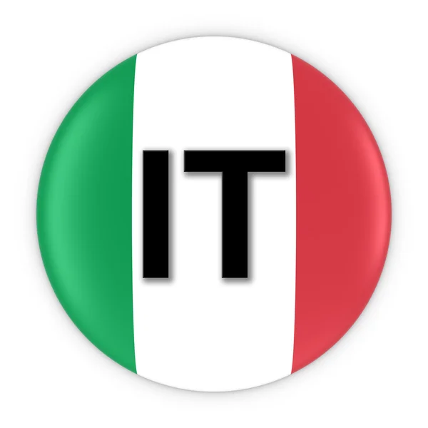 Botão de bandeira da Itália com duas letras País ISO Código 3D Ilustração — Fotografia de Stock