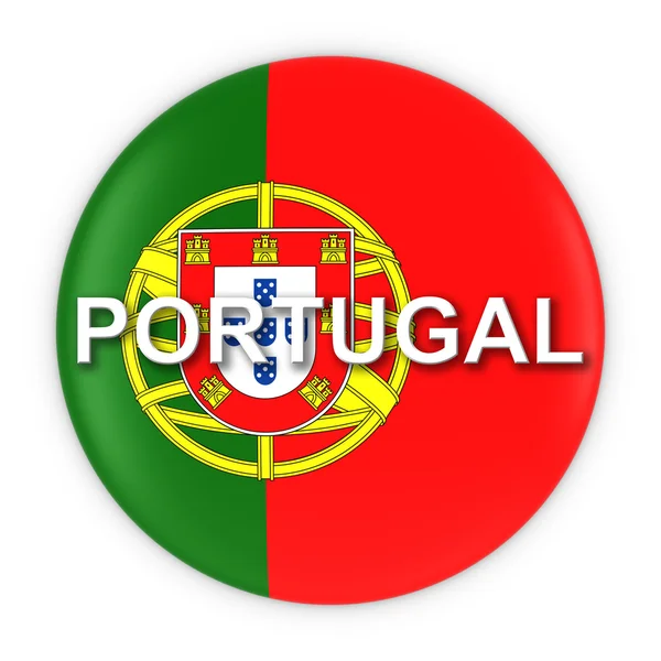 Pulsante bandiera portoghese con Portogallo Testo 3D Illustrazione — Foto Stock