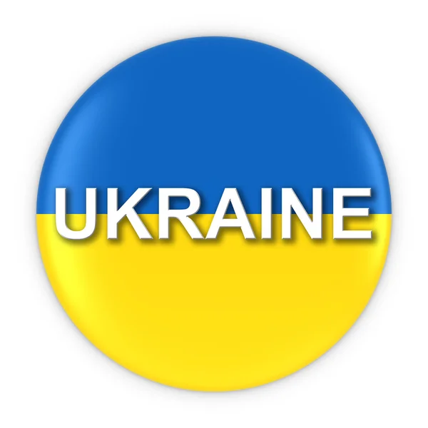 Ukrainska flagga knappen med Ukraina Text 3d Illustration — Stockfoto