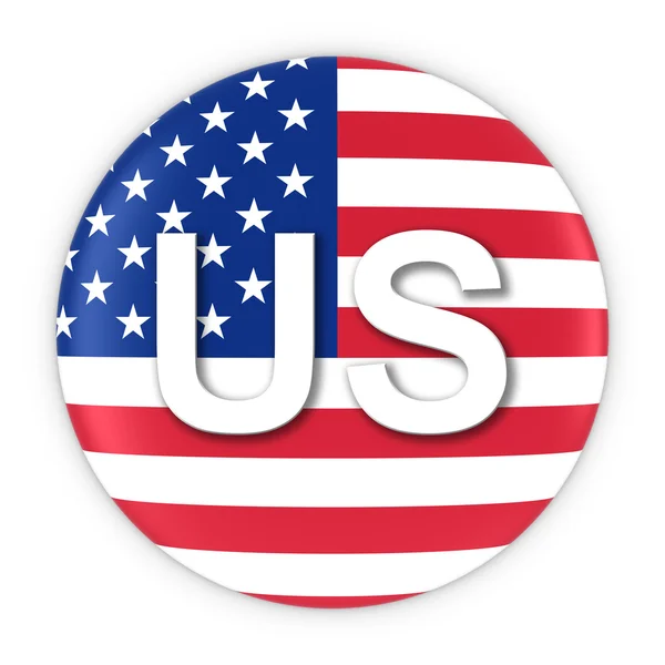 American Flag Button with Two Letter Country ISO Code 3D Illustration — Stock Photo, Image