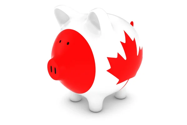 Канадський валюти концепції - Канадський прапор скарбничка 3d ілюстрація — стокове фото