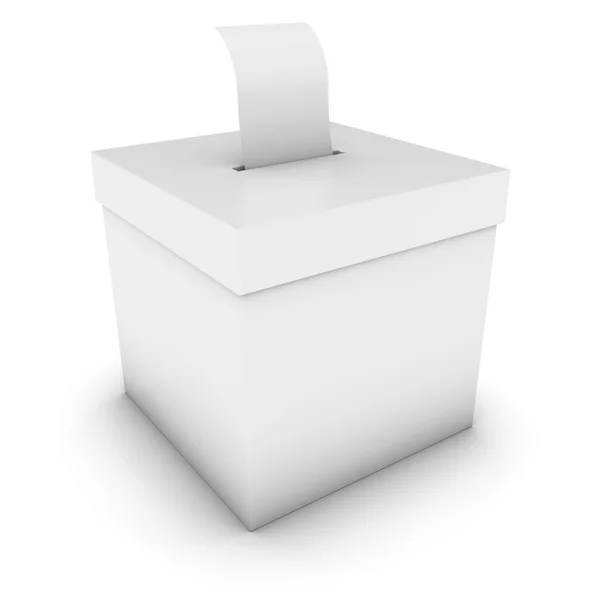 Leere Wahlurne mit Wahlschein 3D-Abbildung — Stockfoto