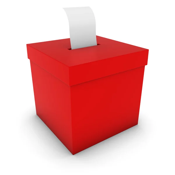 Red Ballot Box with Blank Polling Card 3D Illustration — Stock Photo, Image