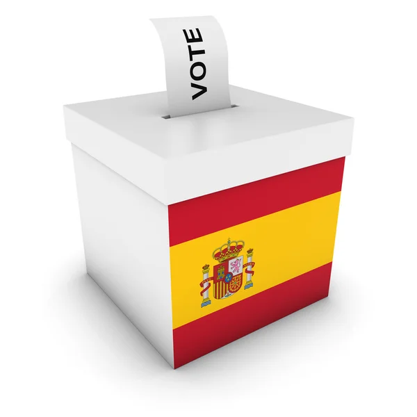 Elecciones españolas urnas con bandera de España Ilustración 3D —  Fotos de Stock