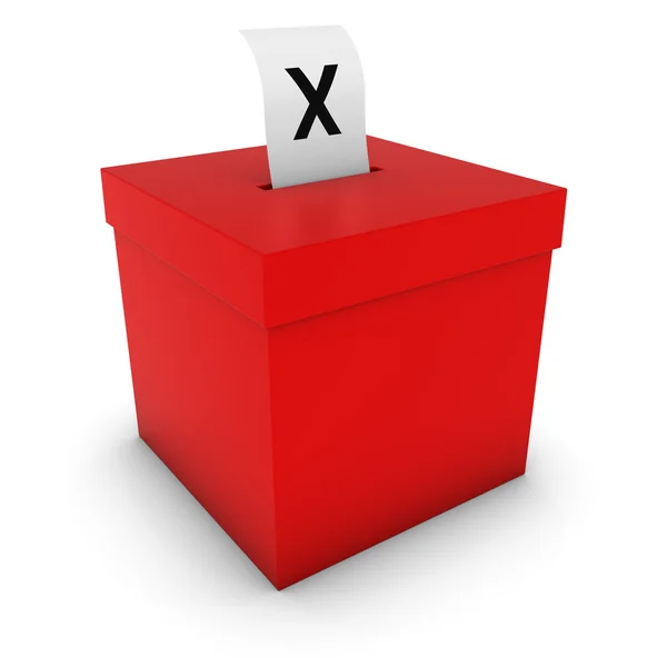 Red Ballot Box with Cross Slip 3D Illustration — Stock Photo, Image