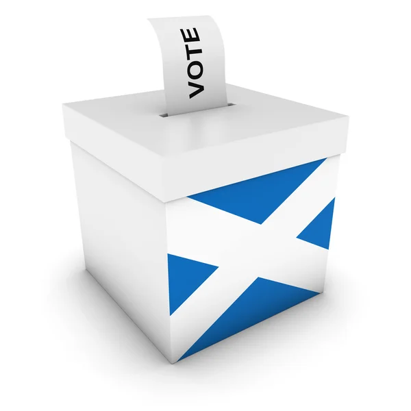 Шотландський вибори виборчу скриньку з прапор Шотландії 3d ілюстрація — стокове фото