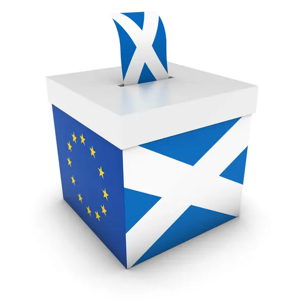 Voto por Escocia: urnas escocesas para referéndum de la UE con banderas Ilustración 3D —  Fotos de Stock