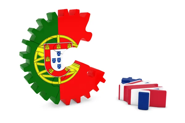 포르투갈과 영국 관계 개념 3d 장부 국기 퍼즐 그림 — 스톡 사진