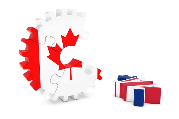 Canada en het Verenigd Koninkrijk betrekkingen Concept 3d Cog vlag puzzel illustratie — Stockfoto