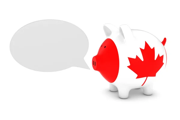 Καναδική σημαία Κουμπαράς με κενή λευκή ομιλία φούσκα 3d απεικόνιση — Φωτογραφία Αρχείου